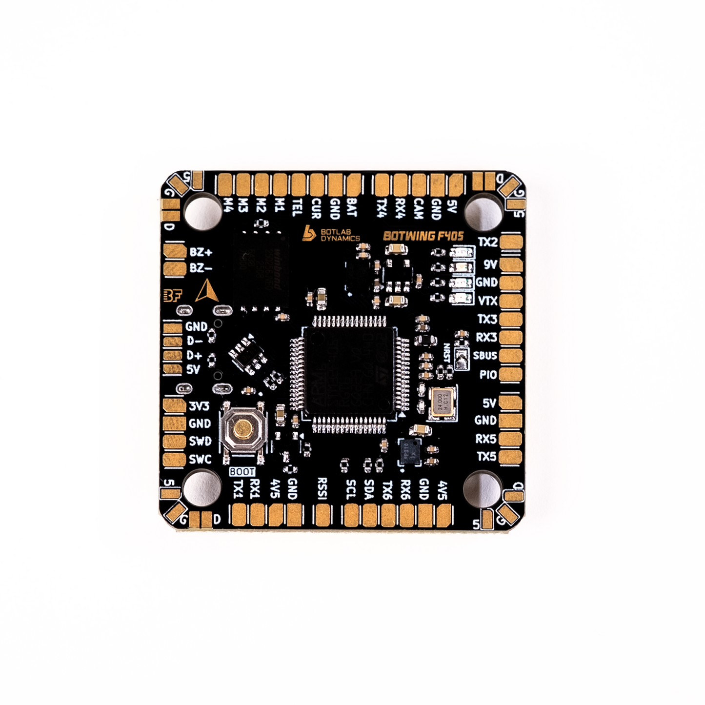 Buy BotWing F4 flight controller board designed for drones, featuring compact layout.