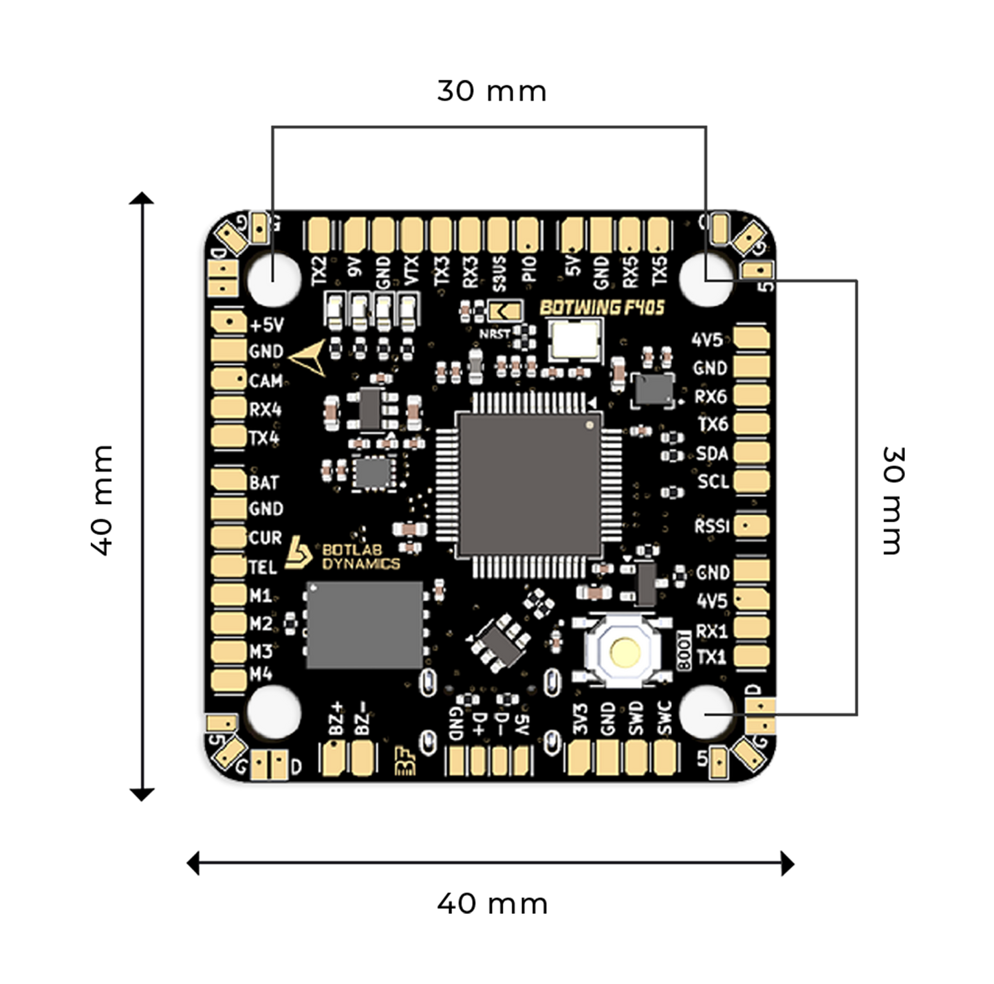 BotWing F405 Flight Controller (Solderless Design)