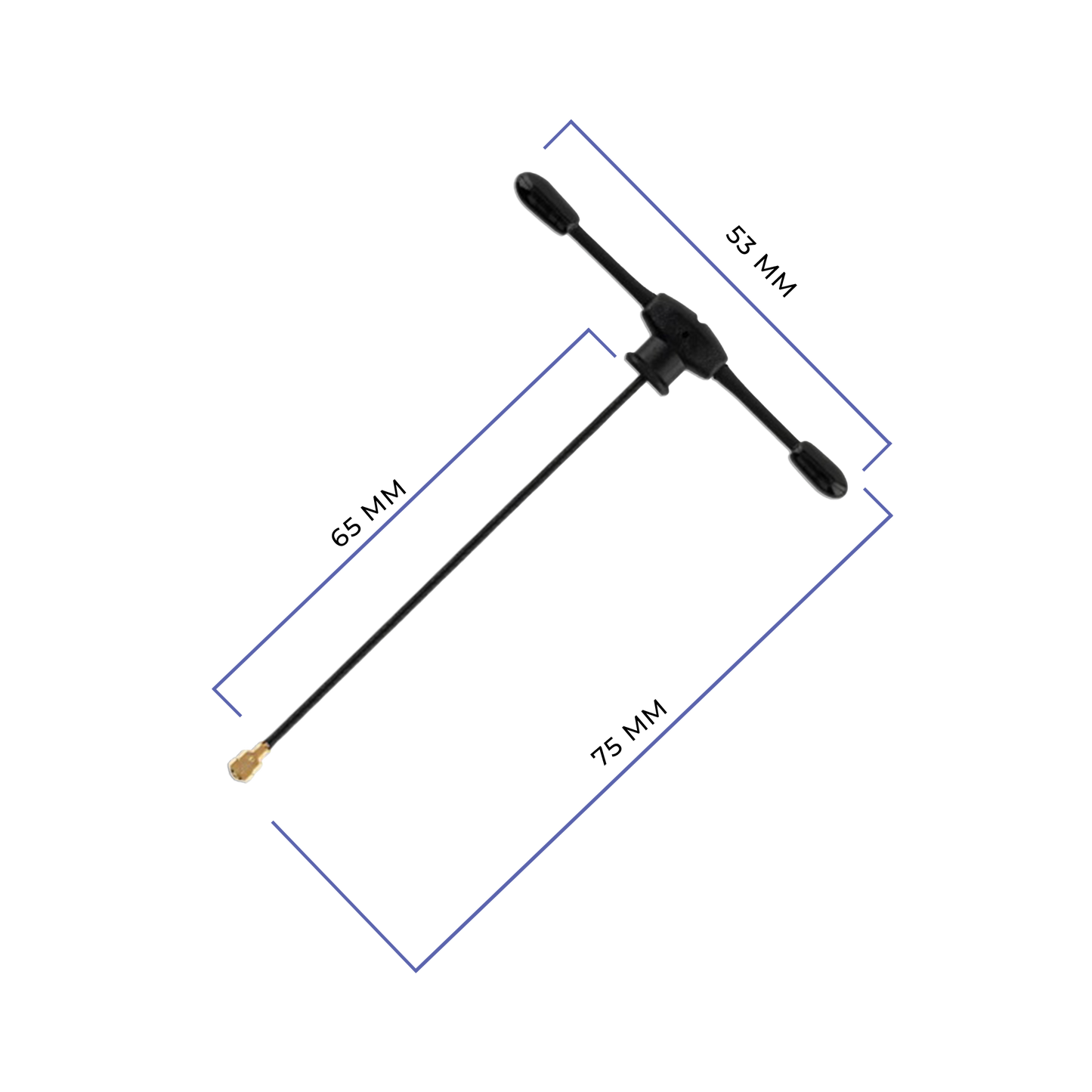 UFL 2.4Ghz T Antenna 65mm for ELRS Receivers.