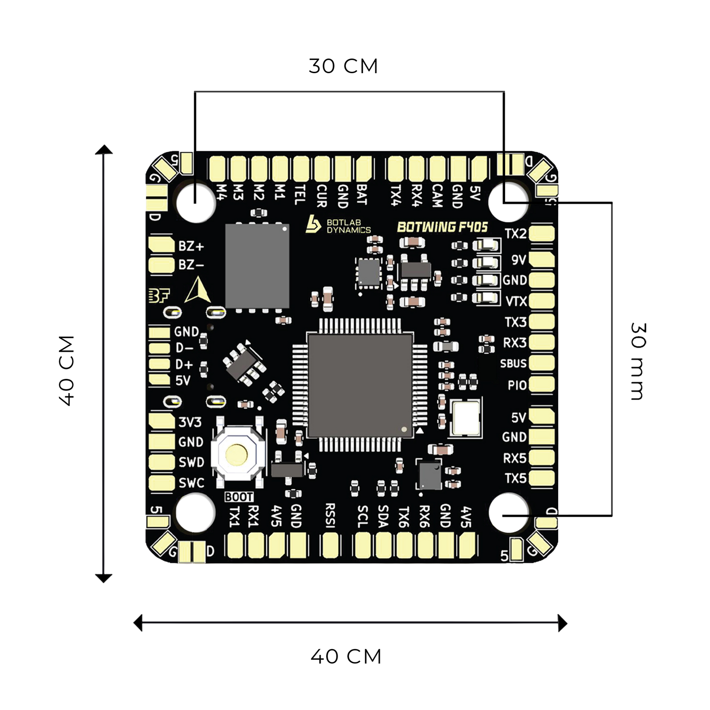 BotStack BotWing F405 FC Solderless Design and BotDrive AM32 ESC 55 Amps